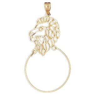  14kt Yellow Gold Lion Charm Holder Pendant: Jewelry