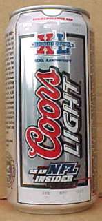 COORS LIGHT BEER SUPER BOWL XL 40TH Commerative Can NFL  