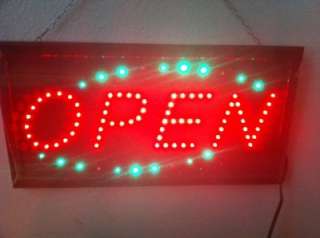   ANIMATED Neon LED Sign LED OPEN Business SIGN Running 19x10 Red Green