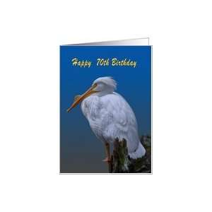    Birthday, 70th, White Pelican at the Pond Card Toys & Games