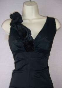 XSCAPE Black Stretch Taffeta V Neck Formal Gown Evening Dress 4 NEW 