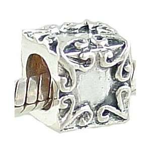 ENGRAVABLE Sterling Silver SQUARE SLIDE BEAD fits European Charm 