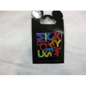    Disney Pin Mickey Mouse Colorful Letters Square: Toys & Games