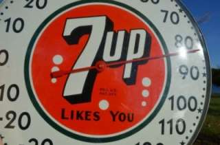   7UP SODA LIKES YOU DRINK COLA THERMOMETER SIGN RARE NMINT  