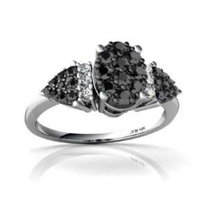  14K White Gold Black Diamond 3 Stone Ring Size 7: Jewelry