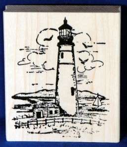 Northwoods rubber stamp small lighthouse scene  