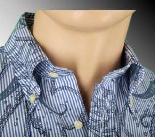 NEW ETRO PAISLEY PRINT STRIPED COTTON MENS DRESS SHIRT 39/15.5  