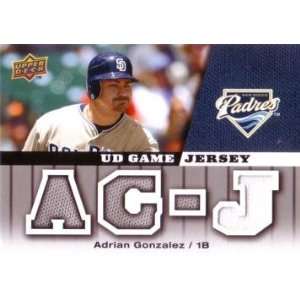  Adrian Gonzalez Game Worn Jersey Card: Sports Collectibles