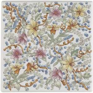  Trellis Decorative Field Tile, White Dense Floral Pattern, White