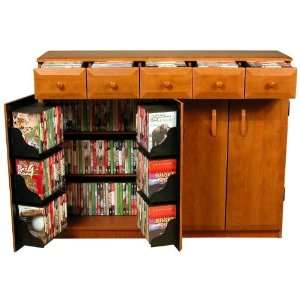  CD DVD Media Storage Cabinet With Drawers In Cherry 2368CH 