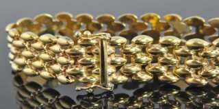   18K Yellow Gold Wide Panther Dome Link Chain Bracelet 6.75 Heavy