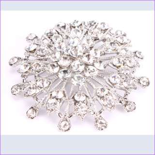 Elegant Charming Rhinestone Snowflake Flower Pin Brooch  