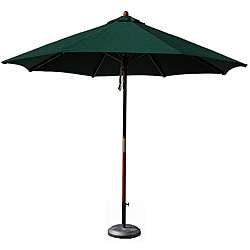 Hardwood 9 foot Hunter Green Patio Umbrella with Stand  