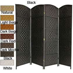 Wood and Woven Fiber 4 panel 6 foot Diamond Room Divider (China 