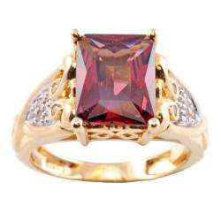   14k Gold Rhodolite Garnet and Diamond Accent Ring  