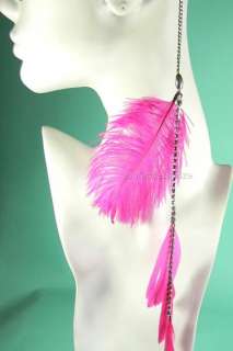   Ostrich Feather Rhinestone Studs ALL COLOR Clip In Hair Extension
