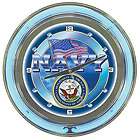 United States Navy Neon Light Wall Clock Dual Ring