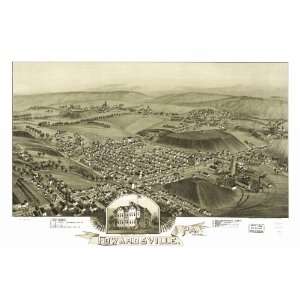  Historic Panoramic Map Edwardsville, Pa. 1892. Drawn by T 