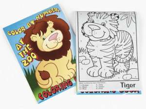 SAFARI ZOO ANIMAL COLOR By NUMBER COLORING BOOKS 12PC  