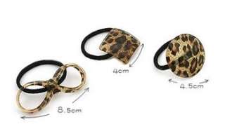 Korean headdress Leopard hair rope bow square ring hair bands hairpin 