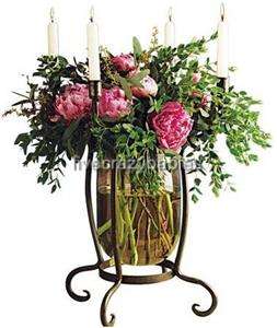 Luxury Wrought Iron Multi Candle Floral Centerpiece Vase Large 