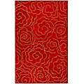Handmade Soho Roses Red New Zealand Wool Rug (36 x 56)  Overstock 