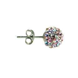 Sterling Silver Multicolor Crystal Ball Stud Earrings  Overstock