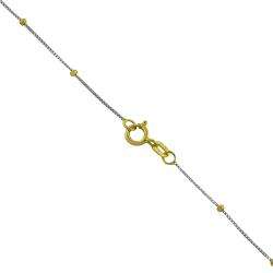 14k Two tone Gold Ball Station 18 inch Box Chain Necklace   