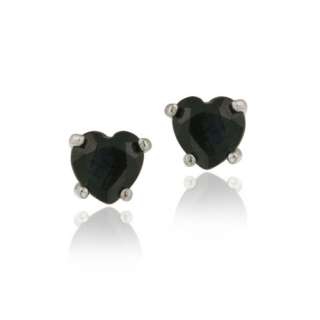 925 Silver 1.10ct Sapphire Heart Stud Earrings, 5mm  