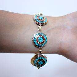 Brass and Turquoise Inlay Bracelet (Nepal)  