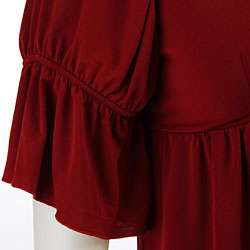 Ruby Womens Deep V neck Short Bell sleeve Dress  