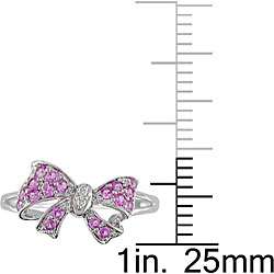 10k White Gold Pink Sapphire and Diamond Bow Ring  Overstock