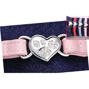   Paw Leather Pet Collar : Color PINK : Size 8 INCH: Pet Supplies