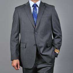 Bertolini Mens Charcoal Grey Pinstripe Wool  and Silk blend 2  button 