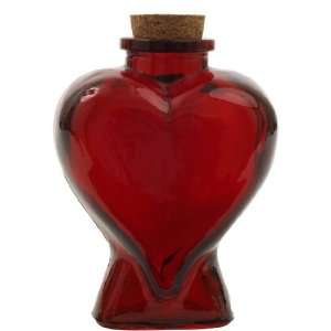  Red Heart Recycled Glass Decorative Jar 