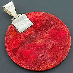 Sterling Silver Red Sea Coral Pendant (Indonesia)  Overstock