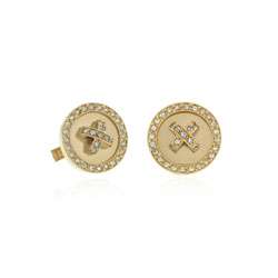 Icz Stonez 18k Gold over Silver CZ Large Cuff Links  
