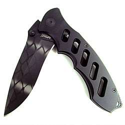 The Viper Jet Black Stainless Steel Folding Knife  Overstock