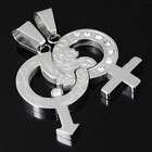 Men Women Stainless Steel Love Jigsaw Pendant Necklace