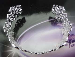 925 Sterling Silver Snowflake Cuff Charm Bracelet JB199  