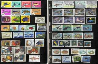 World Stamps Mint Fish Topical Collection In Album  
