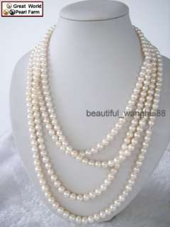 GW Spring 100long 7 8mm white pearl necklaces  