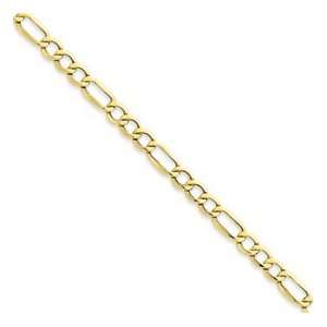    10K Yellow Gold 6.6mm Polished Semi Solid Figaro Chain 20 Jewelry