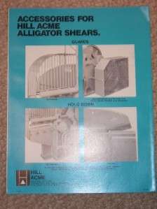 Vtg Hill Acme Co Catalog~Alligator Shears/Machine Tools  