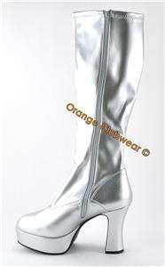 PLEASER Exotica 2000 Gogo Dancer Silver Knee High Boots  