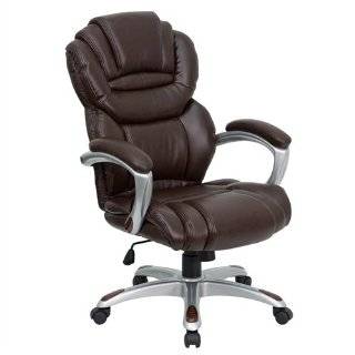 Flash Furniture GO 901 BN GG High Back Brown Leather Executive Office 