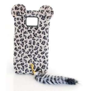  Black Leopard Print Case with Detachable Furry Tail for 