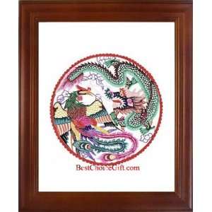   Chinese Framed Art/ Framed Chinese Paper Cuts/ Dragon and Phoenix