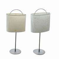 Mid Century Modern Chrome Table Lamps with Shades  
