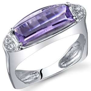 Radiant and Seductive 2.00 Carats Barrel Cut Amethyst Ring in Sterling 